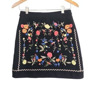 SUGAR+LIPS FLORAL EMBROIDERED BLACK MINI SKIRT